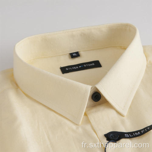 Chemise classique teinte à manches longues pour homme jaune d&#39;oie